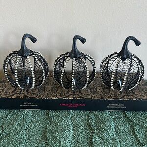 Christian Siriano Black Rhinestone Pumpkins Cobweb 🕸️ Halloween 🎃 Set of 3 NEW!